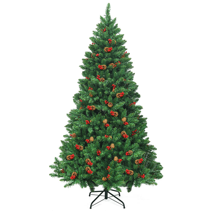 Albero di Natale 200 cm 1100 rami, Abete artificiale con base resistente di metallo-Alberi di Natale