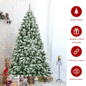 Abete artificiale innevato con aghi in PVC di alta qualit¨¤, Albero di Natale 180cm con solida base di metallo-Alberi di Natale