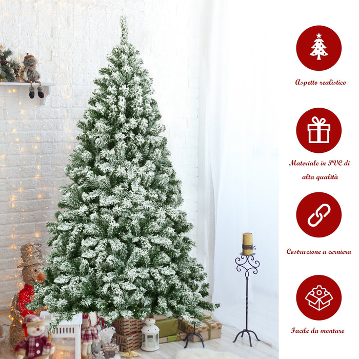 Abete artificiale innevato con aghi in PVC di alta qualit¨¤, Albero di Natale 180cm con solida base di metallo-Alberi di Natale
