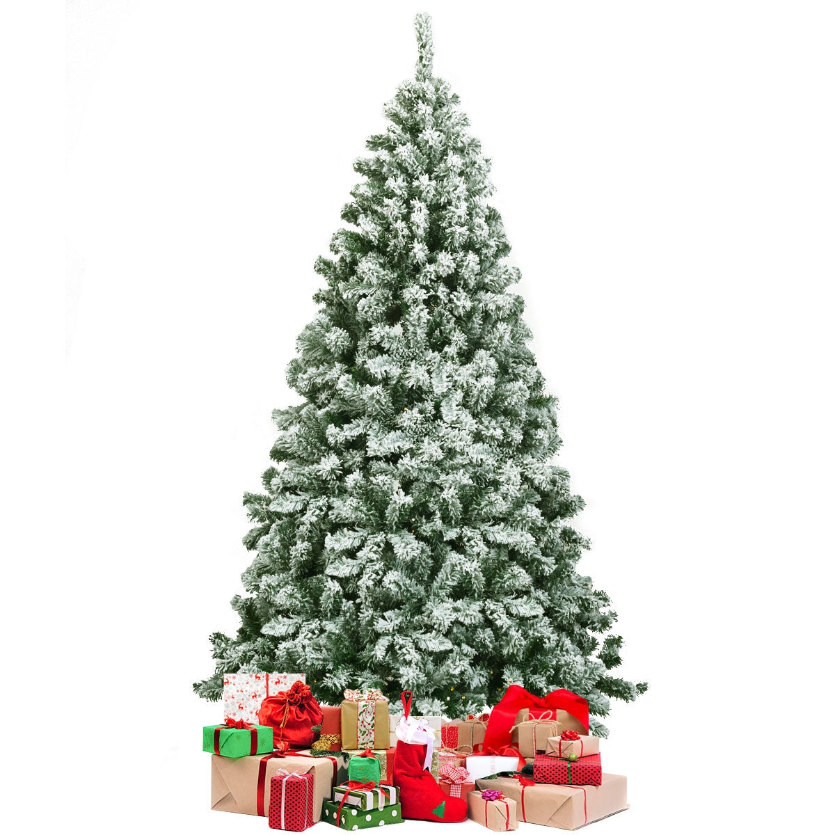Abete artificiale innevato con aghi in PVC di alta qualit¨¤, Albero di Natale 180cm con solida base di metallo-Alberi di Natale