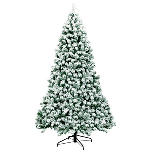 Albero di Natale artificiale 230cm con cerniera e 550 luci LED, Pino innevato illuminato con 1346 rami e base-Alberi di Natale