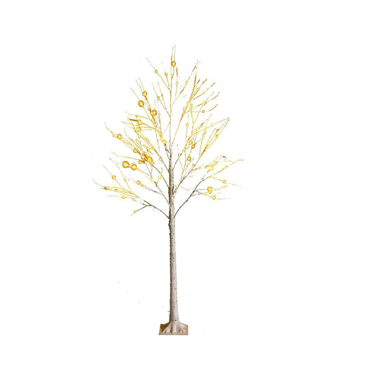 Albero artificiale illuminato 120cm con 48 luci LED calde e bianche, Albero di betulla per Natale Pasqua Bianco-Alberi di Natale