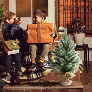 Mini albero di Natale artificiale 50 cm in nuovo PE per scrivania, Albero di Natale con base di cemento-Alberi di Natale