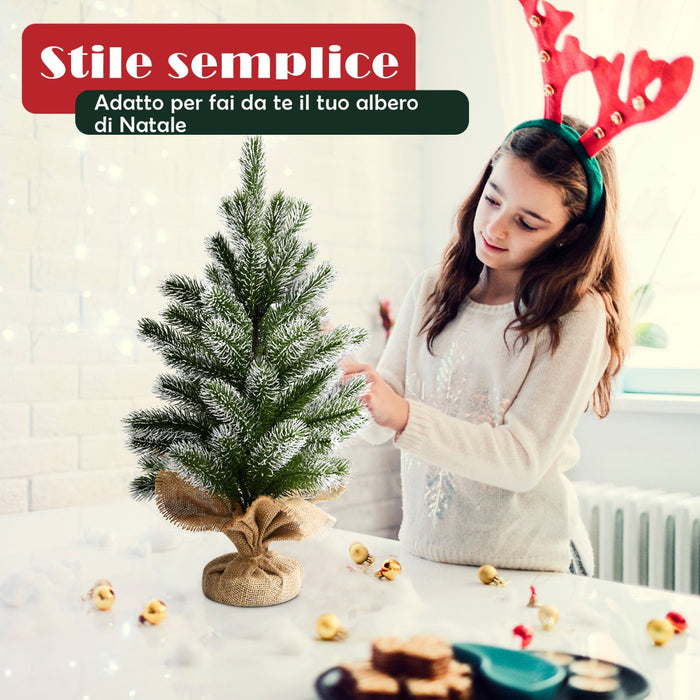 Mini albero di Natale artificiale 50 cm in nuovo PE per scrivania, Albero di Natale con base di cemento-Alberi di Natale