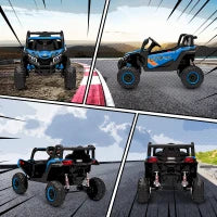 Auto Elettrica per Bambini UTV 12V con 2 Motori Telecomando 2,4G Velocità fino a 7 km/h Sistema di Sospensione Blu