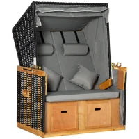 Sedia da Spiaggia per 2 persone, con Cuscini, Resistente alle Intemperie, Grigio Chiaro