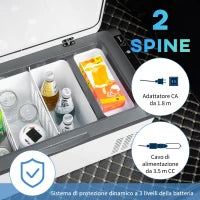 Frigo Portatile Elettrico 20L da 12 Volt con Maniglia e Schermo LCD, 61x32x28.5cm, Bianco