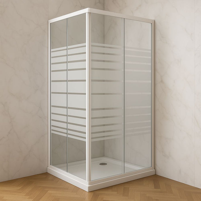 Box doccia corner due ante cristallo serigrafato temperato *** misure 86.5-89.5x86.5-89.5xh185 cm serigrafato, confez...