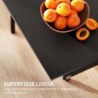 Tavolo Pieghevole in Legno per 4-6 Persone con Ruote, 75x140x74cm, Nero