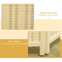 Paravento da Interno a 4 Ante Pieghevole Altezza 180cm, Legno e Bambù Stile Boho, Colore Naturale