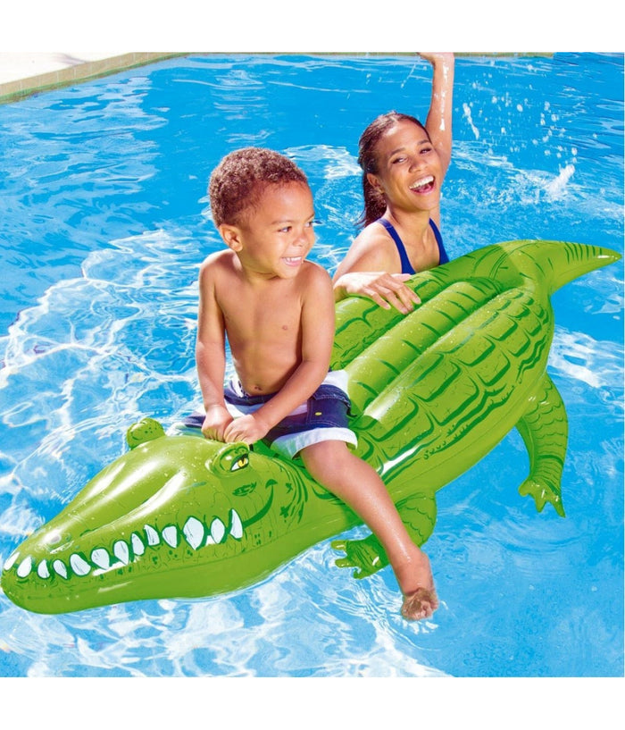 Coccodrillo Cavalcabile Salvagente Gigante Gioco Gonfiabile 168 X 79 Cm         