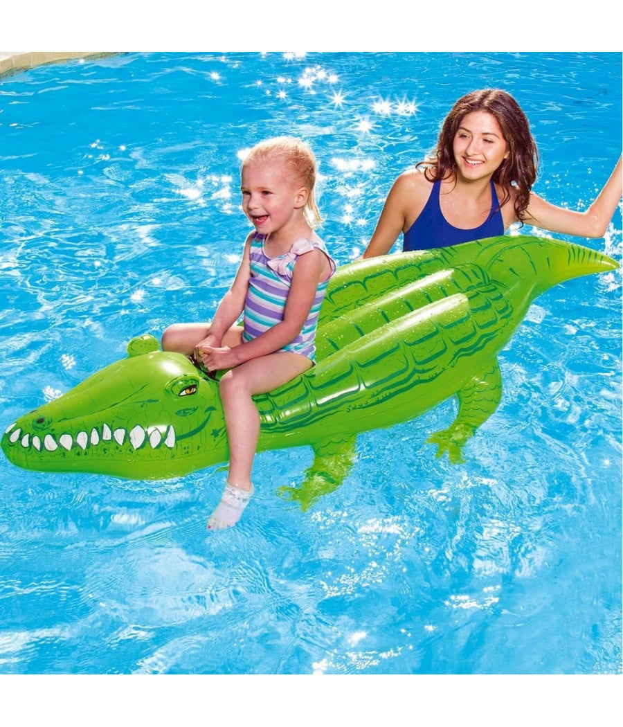 Coccodrillo Cavalcabile Salvagente Gigante Gioco Gonfiabile 168 X 79 Cm         