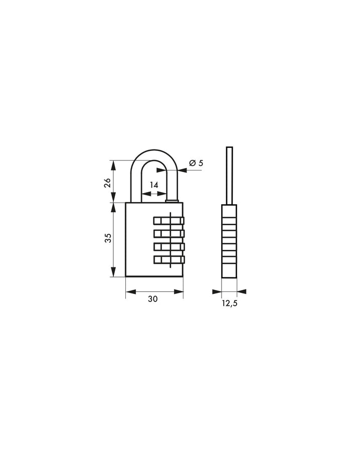 Lucchetto a combinazione Tipo 1 Onyx, Alluminio, 30mm, arco in acciaio, 3 cifre - THIRARD