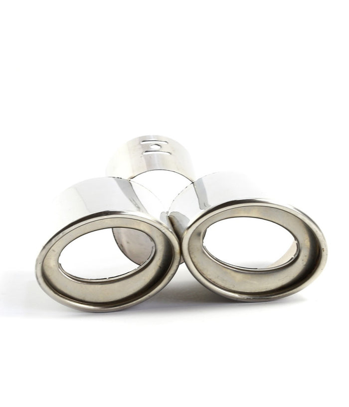 Codino Doppio Scarico Tondo Acciaio Cromato Sportivo Marmitta Terminale Auto         