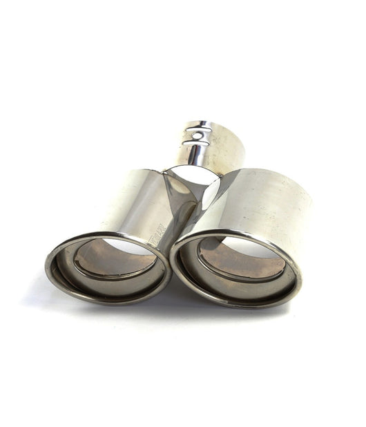 Codino Doppio Scarico Tondo Acciaio Cromato Sportivo Marmitta Terminale Auto         