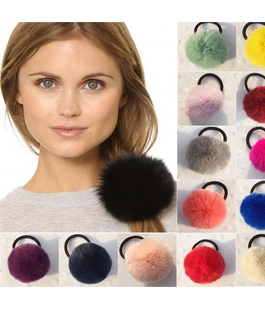 Codino Pon Pon Pelliccia Peluche A05 Colorato Palla Elastico Bambina Ragazza         