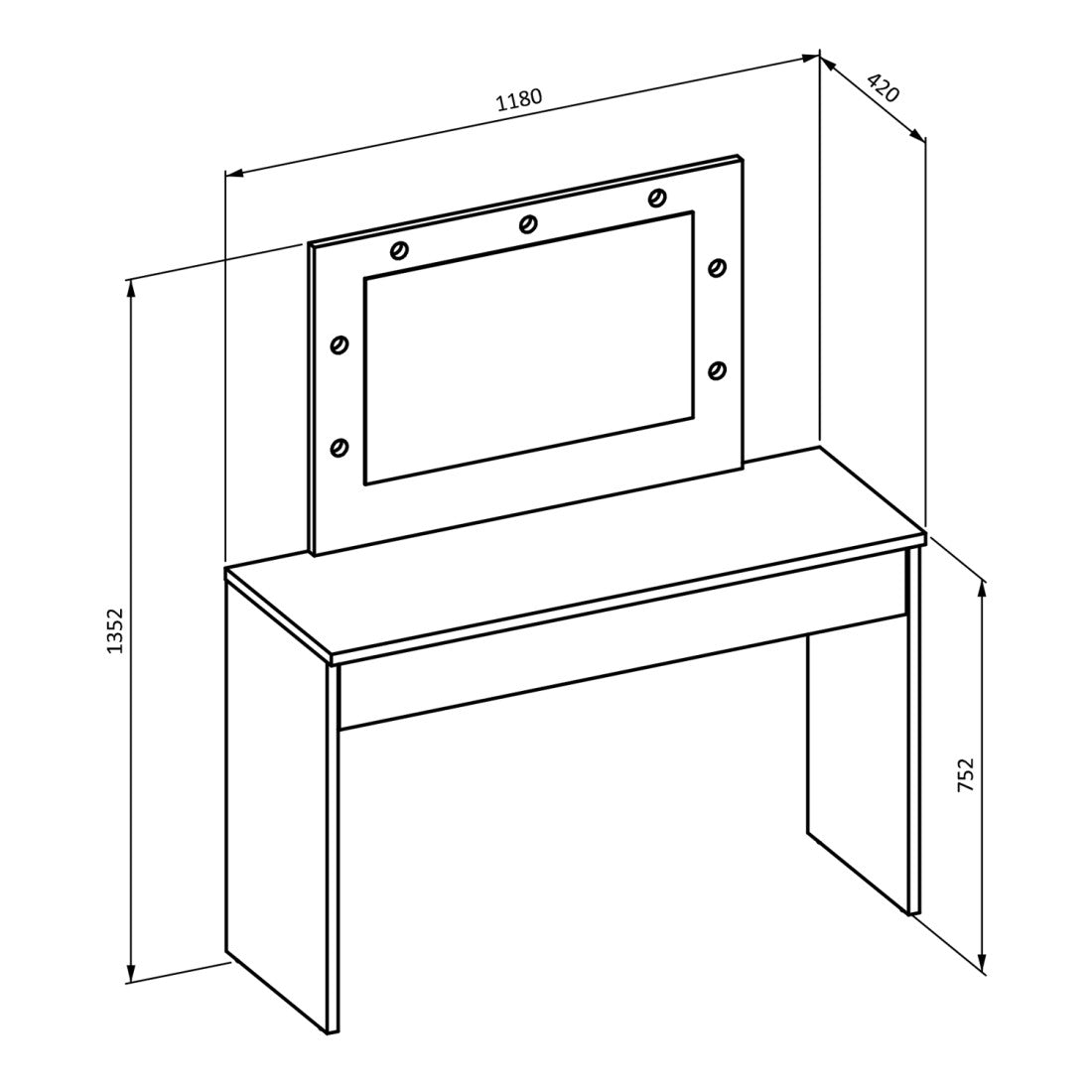 Coiffeuse DIVA bianca – Con specchio, cassetto e illuminazione LED – Eleganza e funzionalità