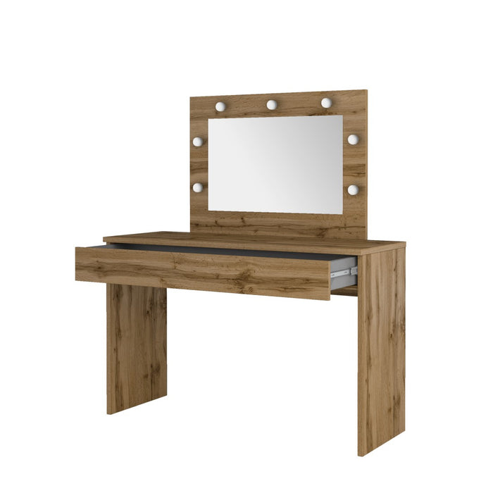 Toeletta DIVA in rovere – Con specchio, cassetto e LED – Eleganza naturale e funzionalità