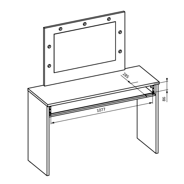 Toeletta DIVA in rovere – Con specchio, cassetto e LED – Eleganza naturale e funzionalità