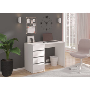 Coiffeuse ESTRELLA bianca senza specchio – 110 cm, 4 cassetti, stile classico