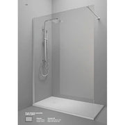 Parete Walk In Alluminio Spazzolato H200 Anticalcare 6mm Trasparente - 70 cm