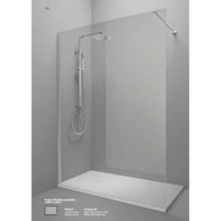 Parete Walk In Alluminio Spazzolato H200 Anticalcare 6mm Trasparente - 110 cm
