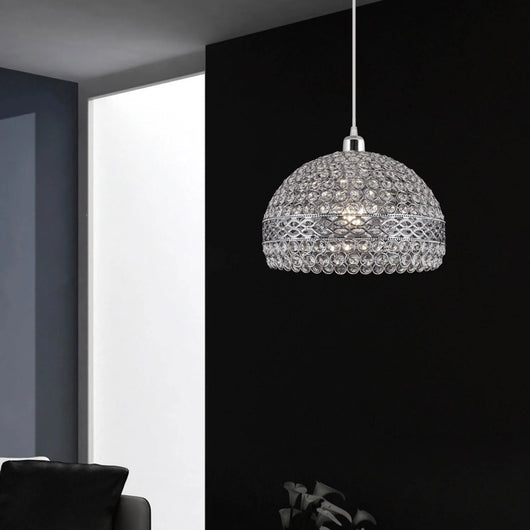 LÚZETE - COLGANTE 1 LUZ TUDOR CROMO Y CRISTAL