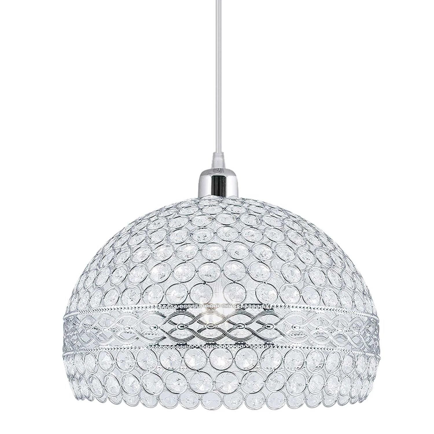 LÚZETE - COLGANTE 1 LUZ TUDOR CROMO Y CRISTAL