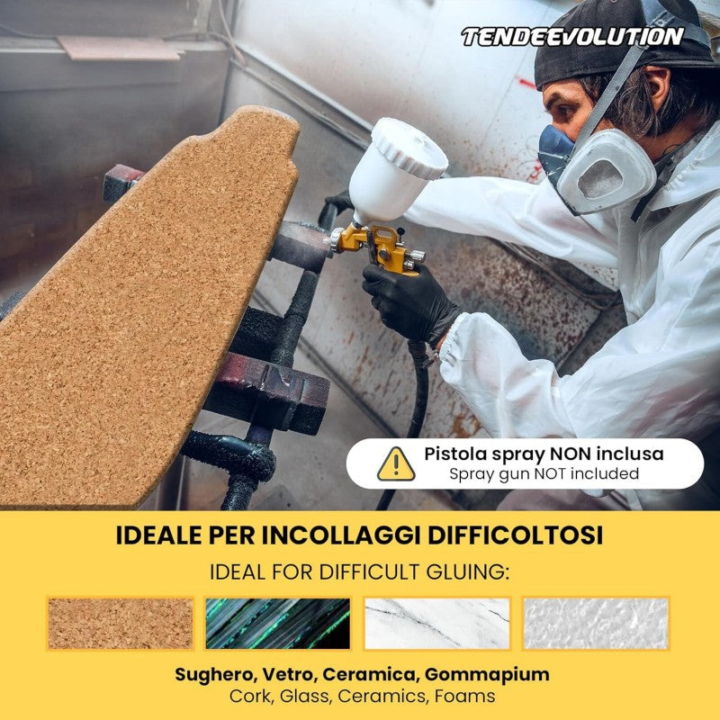 Colla Premium AttaccoPlus per Tessuto Cielo Auto e Altri Materiali da 4,5kg - Alta Temperatura - Applicabile a Spruzzo o Pennello - Made in Italy