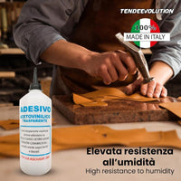 Colla Acetovinilica FlashBond Universale e Trasparente da 500ml - Adesivo Professionale per Cuoio, Tessuti, Legno, Vetro e Altri