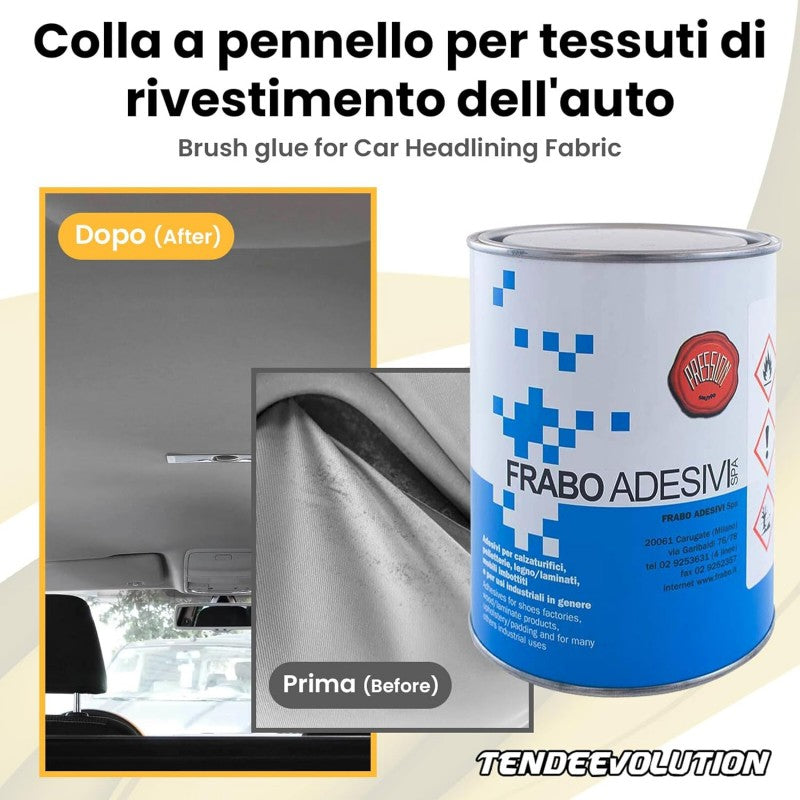 Colla di Alta Qualità Frabo a Pennello per Tessuti, Gommapiuma, Ecopelle e Altri Materiali - Prodotto Italiano - 850g