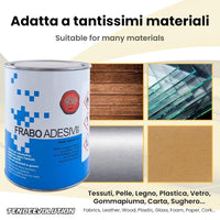 Colla di Alta Qualità Frabo a Pennello per Tessuti, Gommapiuma, Ecopelle e Altri Materiali - Prodotto Italiano - 850g