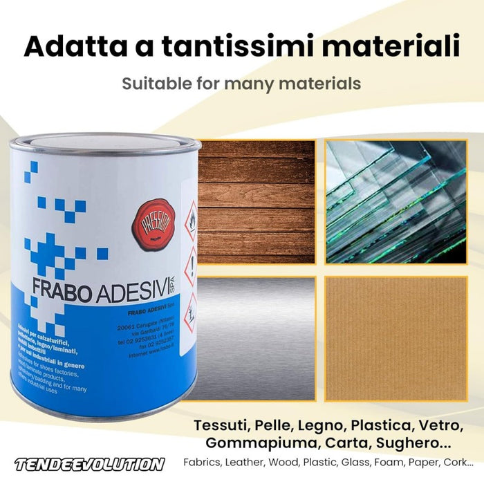 Colla di Alta Qualità Frabo a Pennello per Tessuti, Gommapiuma, Ecopelle e Altri Materiali - Prodotto Italiano - 850g