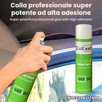 Colla Spray Attacco Plus Trasparente Multiuso Per Tessuto Cielo Auto, Resistente alle Alte Temperature, Bomboletta spray ALTA QUALITA' 500ML