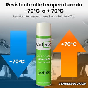 Colla Spray Attacco Plus Trasparente Multiuso Per Tessuto Cielo Auto, Resistente alle Alte Temperature, Bomboletta spray ALTA QUALITA' 500ML