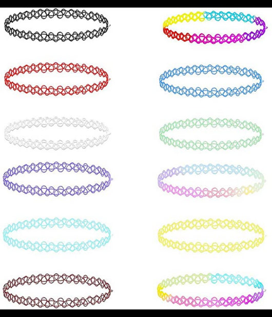 Collane Collana Girocollo Gomma Stretch Moda Gotico Elastico Effetto Tatoo Hype         