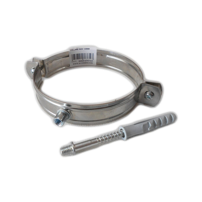 Collare fascetta murale inox 160mm spessore 8 decimi aisi 304