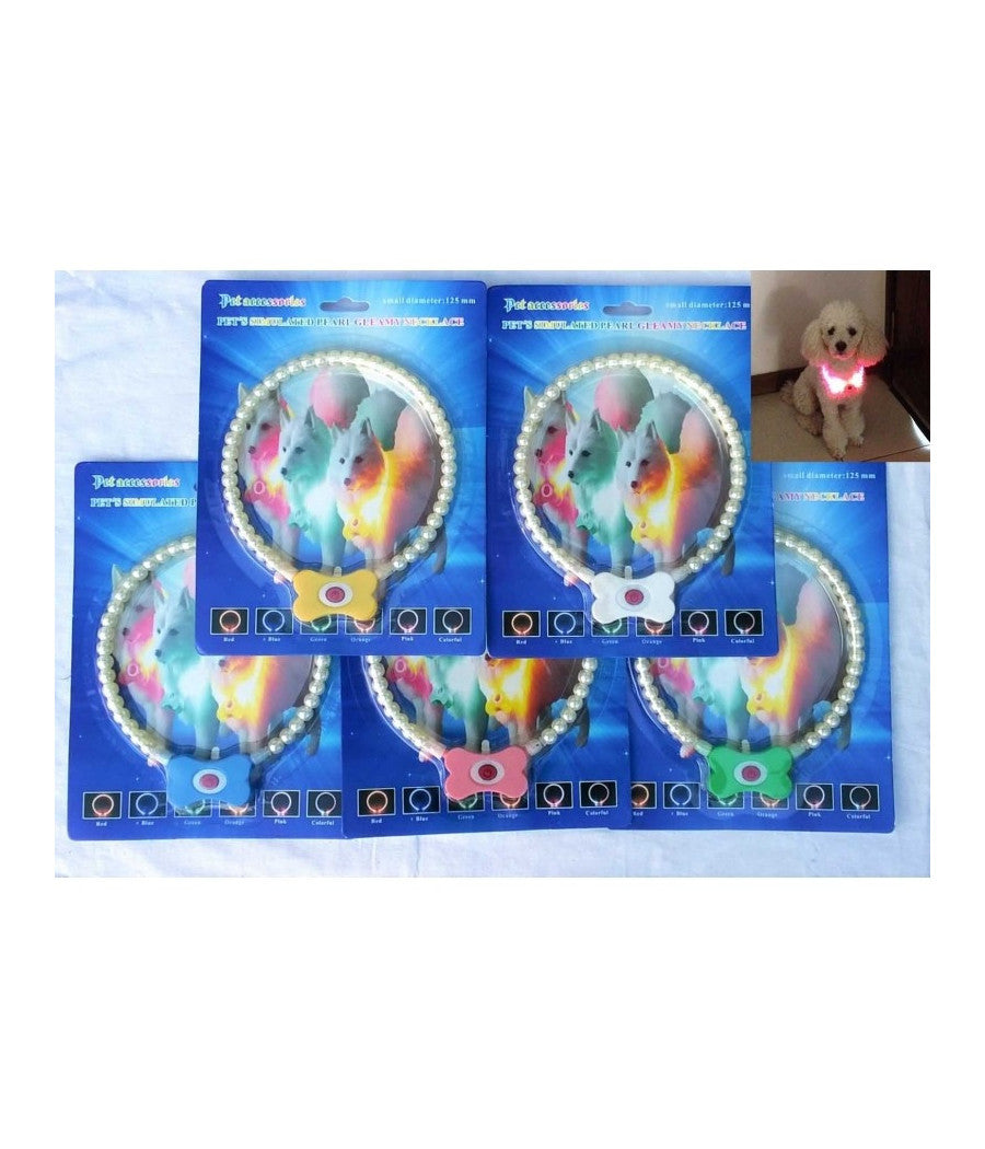 Collare Fino A 125mm Perle Perline Led Luminoso Sicurezza Notturna Per Cani Gatti Animali         