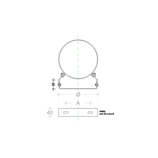 Collare in rame da 250mm pesante regolabile fascetta murale