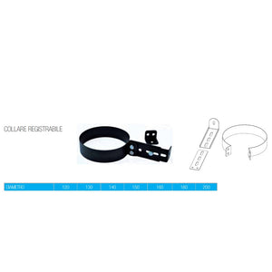 Collare registrabile per stufa a legna, diametro 200mm
