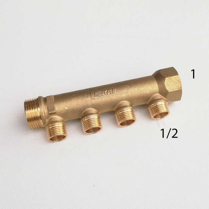 Collettore lineare da 1 - 16mm a 4 vie da 1/2 mf di ottone