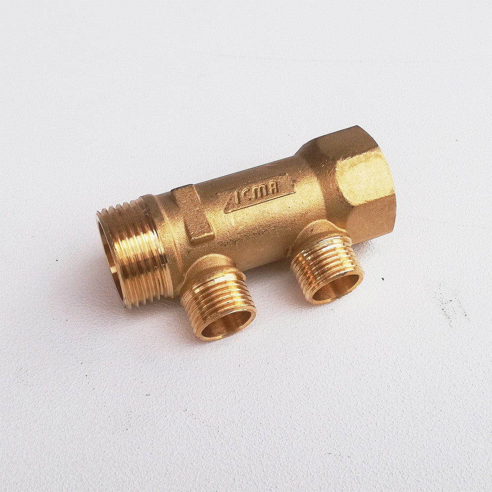 Collettore lineare da 1 - 18mm a 2 vie da 3/4 mf di ottone