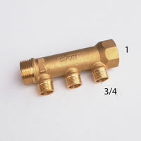 Collettore lineare da 1 - 18mm a 3 vie da 3/4 mf di ottone