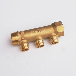 Collettore lineare da 1 - 18mm a 3 vie da 3/4 mf di ottone