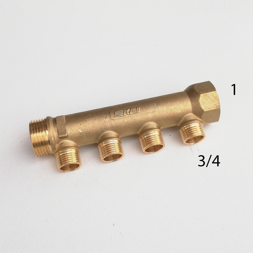 Collettore lineare da 1 - 18mm a 4 vie da 3/4 mf di ottone