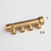 Collettore lineare da 1 - 18mm a 4 vie da 3/4 mf di ottone