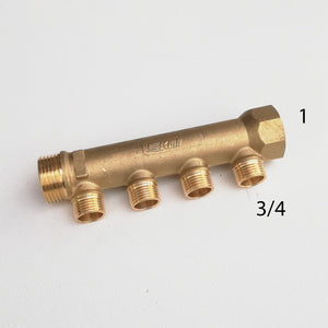 Collettore lineare da 1 - 18mm a 4 vie da 3/4 mf di ottone