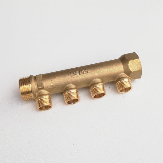 Collettore lineare da 1 - 18mm a 4 vie da 3/4 mf di ottone