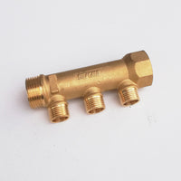 Collettore lineare da 3/4 - 16mm a 3 vie da 1/2 mf di ottone