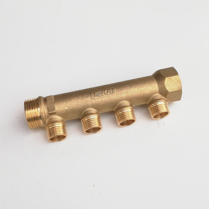 Collettore lineare da 3/4 - 16mm a 4 vie da 1/2 mf di ottone